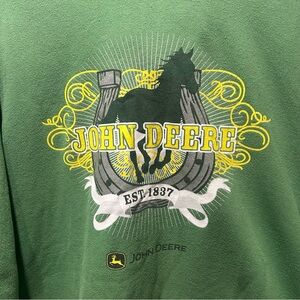 John Deere Green Crewneck with Yellow & Gray Logo Graphic